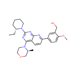 CC[C@@H]1CCCCN1c1nc(N2CCOC[C@@H]2C)c2ccc(-c3ccc(OC)c(CO)c3)nc2n1 ZINC000139599460