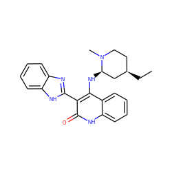 CC[C@@H]1CCN(C)[C@H](Nc2c(-c3nc4ccccc4[nH]3)c(=O)[nH]c3ccccc23)C1 ZINC000040953101