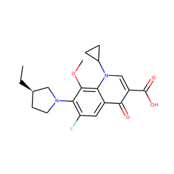 CC[C@@H]1CCN(c2c(F)cc3c(=O)c(C(=O)O)cn(C4CC4)c3c2OC)C1 ZINC000064436703