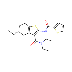 CC[C@@H]1CCc2sc(NC(=O)c3cccs3)c(C(=O)N(CC)CC)c2C1 ZINC000028707900