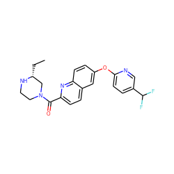 CC[C@@H]1CN(C(=O)c2ccc3cc(Oc4ccc(C(F)F)cn4)ccc3n2)CCN1 ZINC001772578291