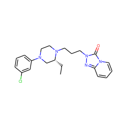 CC[C@@H]1CN(c2cccc(Cl)c2)CCN1CCCn1nc2ccccn2c1=O ZINC000013782783