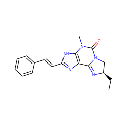 CC[C@@H]1CN2C(=O)N(C)c3[nH]c(/C=C/c4ccccc4)nc3C2=N1 ZINC000013475236