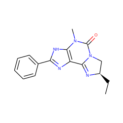 CC[C@@H]1CN2C(=O)N(C)c3[nH]c(-c4ccccc4)nc3C2=N1 ZINC000027092697