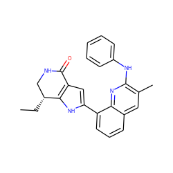 CC[C@@H]1CNC(=O)c2cc(-c3cccc4cc(C)c(Nc5ccccc5)nc34)[nH]c21 ZINC000222347153