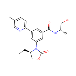 CC[C@@H]1COC(=O)N1c1cc(C(=O)N[C@@H](C)CO)cc(-c2ccc(C)cn2)c1 ZINC000113542528