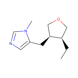 CC[C@@H]1COC[C@@H]1Cc1cncn1C ZINC000013285048