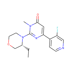 CC[C@@H]1COCCN1c1nc(-c2ccncc2F)cc(=O)n1C ZINC000114419254