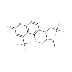 CC[C@@H]1COc2c(ccc3[nH]c(=O)cc(C(F)(F)F)c23)N1CC(F)(F)F ZINC000003945835