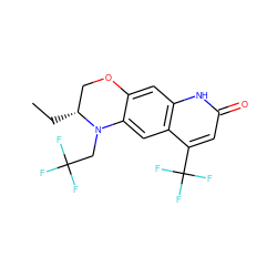 CC[C@@H]1COc2cc3[nH]c(=O)cc(C(F)(F)F)c3cc2N1CC(F)(F)F ZINC000014967376