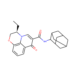 CC[C@@H]1COc2cccc3c(=O)c(C(=O)NC4C5CC6CC(C5)CC4C6)cn1c23 ZINC000095552751