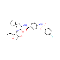 CC[C@@H]1OCC(=O)[C@H]1NC(=O)[C@H](CC1(C)CCCC1)NC(=O)c1ccc(NS(=O)(=O)c2ccc(F)cc2)cc1 ZINC000044430625