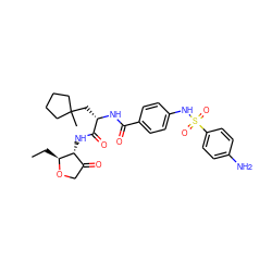 CC[C@@H]1OCC(=O)[C@H]1NC(=O)[C@H](CC1(C)CCCC1)NC(=O)c1ccc(NS(=O)(=O)c2ccc(N)cc2)cc1 ZINC000044419064