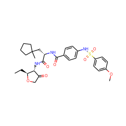 CC[C@@H]1OCC(=O)[C@H]1NC(=O)[C@H](CC1(C)CCCC1)NC(=O)c1ccc(NS(=O)(=O)c2ccc(OC)cc2)cc1 ZINC000044419068