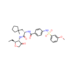 CC[C@@H]1OCC(=O)[C@H]1NC(=O)[C@H](CC1(C)CCCC1)NC(=O)c1ccc(NS(=O)(=O)c2cccc(OC)c2)cc1 ZINC000044419096