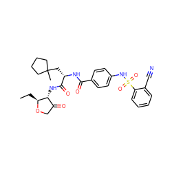 CC[C@@H]1OCC(=O)[C@H]1NC(=O)[C@H](CC1(C)CCCC1)NC(=O)c1ccc(NS(=O)(=O)c2ccccc2C#N)cc1 ZINC000042852617