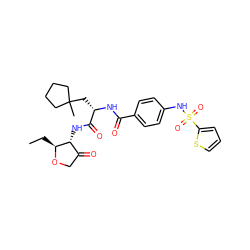 CC[C@@H]1OCC(=O)[C@H]1NC(=O)[C@H](CC1(C)CCCC1)NC(=O)c1ccc(NS(=O)(=O)c2cccs2)cc1 ZINC000049867671