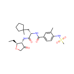 CC[C@@H]1OCC(=O)[C@H]1NC(=O)[C@H](CC1(C)CCCC1)NC(=O)c1ccc(NS(C)(=O)=O)c(C)c1 ZINC000040413844