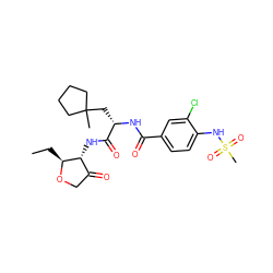 CC[C@@H]1OCC(=O)[C@H]1NC(=O)[C@H](CC1(C)CCCC1)NC(=O)c1ccc(NS(C)(=O)=O)c(Cl)c1 ZINC000040933573