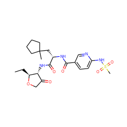 CC[C@@H]1OCC(=O)[C@H]1NC(=O)[C@H](CC1(C)CCCC1)NC(=O)c1ccc(NS(C)(=O)=O)nc1 ZINC000040933130