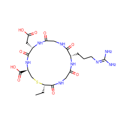 CC[C@@H]1SC[C@@H](C(=O)O)NC(=O)[C@H](CC(=O)O)NC(=O)CNC(=O)[C@H](CCCN=C(N)N)NC(=O)CNC1=O ZINC000026168359