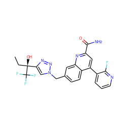 CC[C@](O)(c1cn(Cc2ccc3c(-c4cccnc4F)cc(C(N)=O)nc3c2)nn1)C(F)(F)F ZINC001772654498