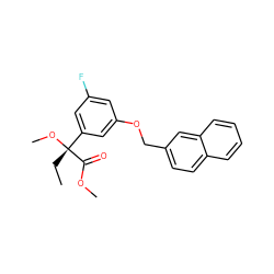 CC[C@](OC)(C(=O)OC)c1cc(F)cc(OCc2ccc3ccccc3c2)c1 ZINC000013733367