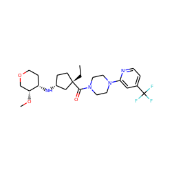 CC[C@]1(C(=O)N2CCN(c3cc(C(F)(F)F)ccn3)CC2)CC[C@@H](N[C@H]2CCOC[C@H]2OC)C1 ZINC000035834671