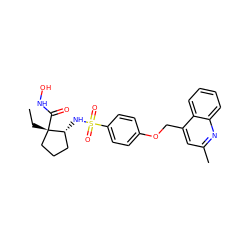 CC[C@]1(C(=O)NO)CCC[C@H]1NS(=O)(=O)c1ccc(OCc2cc(C)nc3ccccc23)cc1 ZINC000036487960