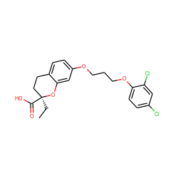 CC[C@]1(C(=O)O)CCc2ccc(OCCCOc3ccc(Cl)cc3Cl)cc2O1 ZINC000028109342