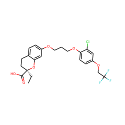 CC[C@]1(C(=O)O)CCc2ccc(OCCCOc3ccc(OCC(F)(F)F)cc3Cl)cc2O1 ZINC000028126520