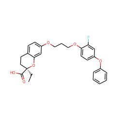 CC[C@]1(C(=O)O)CCc2ccc(OCCCOc3ccc(Oc4ccccc4)cc3F)cc2O1 ZINC000001910887