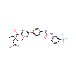 CC[C@]1(CC(=O)O)CCc2cc(-c3ccc(NC(=O)Nc4cccc(C(F)(F)F)c4)cc3)ccc2C1=O ZINC000205520680