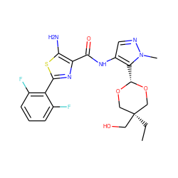 CC[C@]1(CO)CO[C@H](c2c(NC(=O)c3nc(-c4c(F)cccc4F)sc3N)cnn2C)OC1 ZINC001772571368