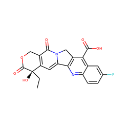 CC[C@]1(O)C(=O)OCc2c1cc1n(c2=O)Cc2c-1nc1ccc(F)cc1c2C(=O)O ZINC000013740628