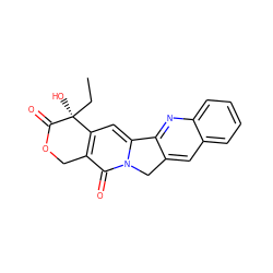 CC[C@]1(O)C(=O)OCc2c1cc1n(c2=O)Cc2cc3ccccc3nc2-1 ZINC000000001087