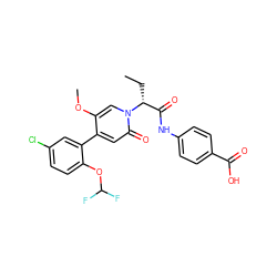 CC[C@H](C(=O)Nc1ccc(C(=O)O)cc1)n1cc(OC)c(-c2cc(Cl)ccc2OC(F)F)cc1=O ZINC001772623481