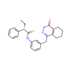 CC[C@H](C(=O)Nc1cccc(Cc2n[nH]c(=O)c3c2CCCC3)c1)c1ccccc1 ZINC000167541691