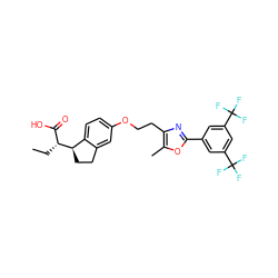 CC[C@H](C(=O)O)[C@@H]1CCc2cc(OCCc3nc(-c4cc(C(F)(F)F)cc(C(F)(F)F)c4)oc3C)ccc21 ZINC000028567822