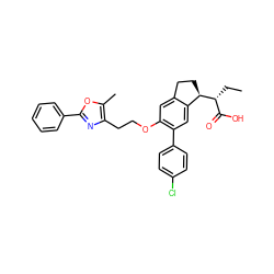 CC[C@H](C(=O)O)[C@@H]1CCc2cc(OCCc3nc(-c4ccccc4)oc3C)c(-c3ccc(Cl)cc3)cc21 ZINC000028565392