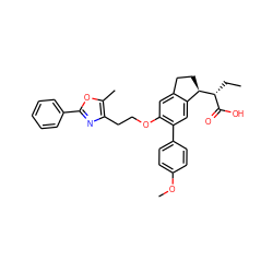 CC[C@H](C(=O)O)[C@@H]1CCc2cc(OCCc3nc(-c4ccccc4)oc3C)c(-c3ccc(OC)cc3)cc21 ZINC000028565411