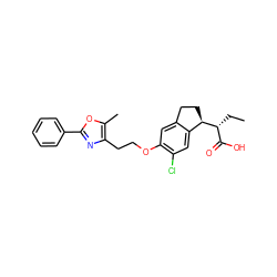 CC[C@H](C(=O)O)[C@@H]1CCc2cc(OCCc3nc(-c4ccccc4)oc3C)c(Cl)cc21 ZINC000028563601