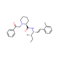 CC[C@H](C)[C@@H](/C=C/c1ccccc1C)NC(=O)[C@@H]1CCCCN1CC(=O)c1ccccc1 ZINC000026751114