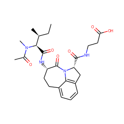 CC[C@H](C)[C@@H](C(=O)N[C@H]1CCc2cccc3c2N(C1=O)[C@H](C(=O)NCCC(=O)O)C3)N(C)C(C)=O ZINC000026291301