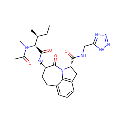 CC[C@H](C)[C@@H](C(=O)N[C@H]1CCc2cccc3c2N(C1=O)[C@H](C(=O)NCc1nnn[nH]1)C3)N(C)C(C)=O ZINC000026276662