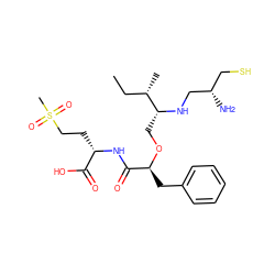 CC[C@H](C)[C@@H](CO[C@@H](Cc1ccccc1)C(=O)N[C@@H](CCS(C)(=O)=O)C(=O)O)NC[C@@H](N)CS ZINC000022450214