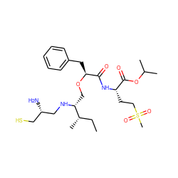 CC[C@H](C)[C@@H](CO[C@@H](Cc1ccccc1)C(=O)N[C@@H](CCS(C)(=O)=O)C(=O)OC(C)C)NC[C@@H](N)CS ZINC000022450223