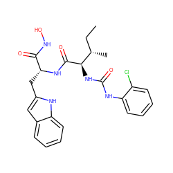 CC[C@H](C)[C@@H](NC(=O)Nc1ccccc1Cl)C(=O)N[C@H](Cc1cc2ccccc2[nH]1)C(=O)NO ZINC000026569262