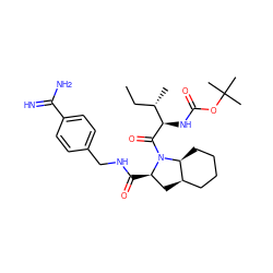 CC[C@H](C)[C@@H](NC(=O)OC(C)(C)C)C(=O)N1[C@H](C(=O)NCc2ccc(C(=N)N)cc2)C[C@@H]2CCCC[C@@H]21 ZINC000028903565