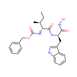 CC[C@H](C)[C@@H](NC(=O)OCc1ccccc1)C(=O)N[C@H](Cc1c[nH]c2ccccc12)C(=O)NO ZINC000026506067